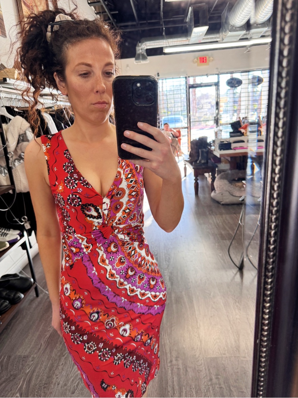 Emilio Pucci Vintage Rare Red & Pink Twist-Front Sleeveless Dress - Picture 2 of 15